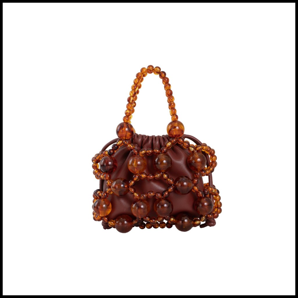 Boho Chic Mini Tote Evening Bag Faux Leather Elegant Beaded Crossbody